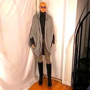 NWT NU CONSTRUCTION Light Grey Cape/Sweater.